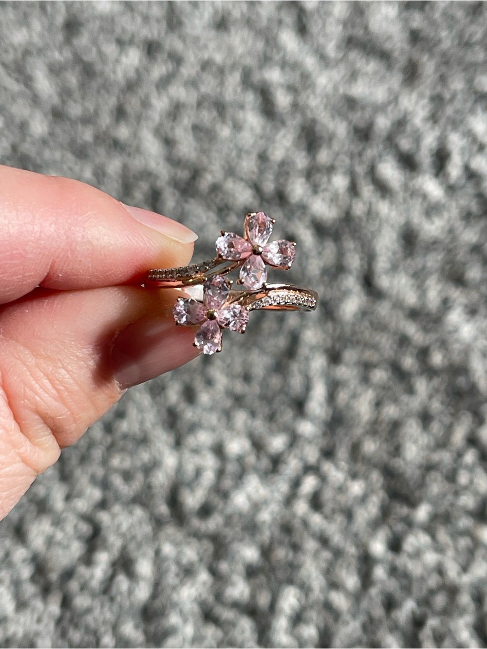 BOGO Pink Spinel and White Zircon Floral Wrap Ring